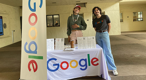 Google outreach table in front of Career Services